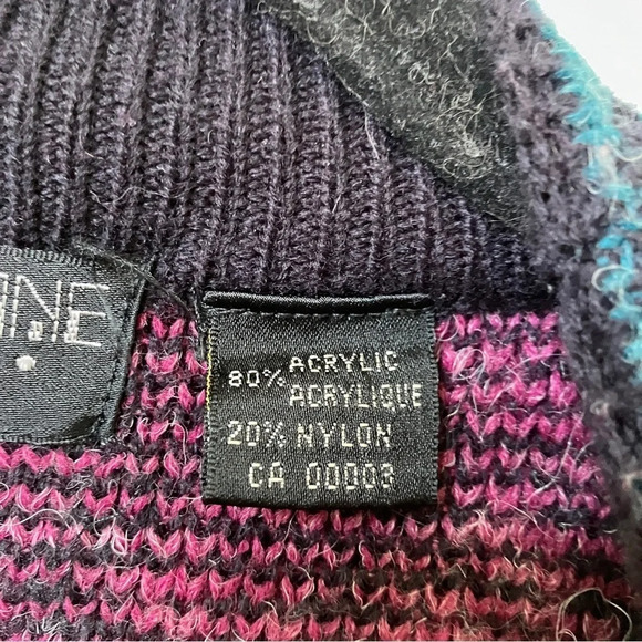 Touch Stone Vintage Black and Purple Crew Neck Sweater - Picture 5 of 5